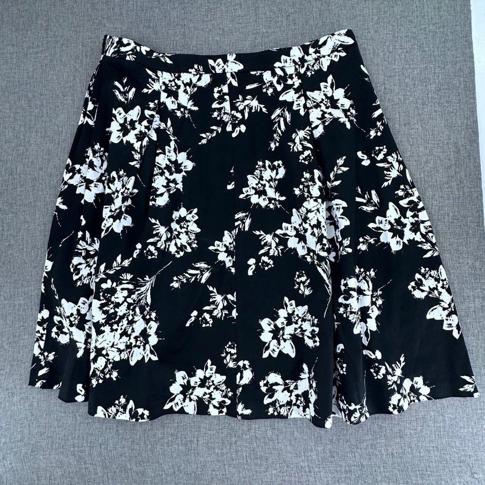 Valerie Stevens Pleated Skirt  Thick Cotton Size 16 Black & White Cotton & Spand